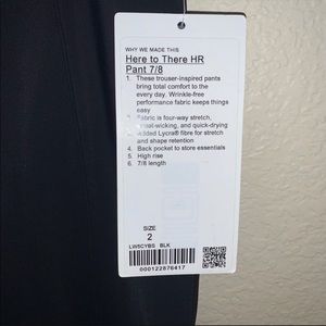 Lululemon Here to There HR Pant 7/8, size 2, black